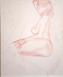 AKT Frau Rötelstift 70x60cm 2012